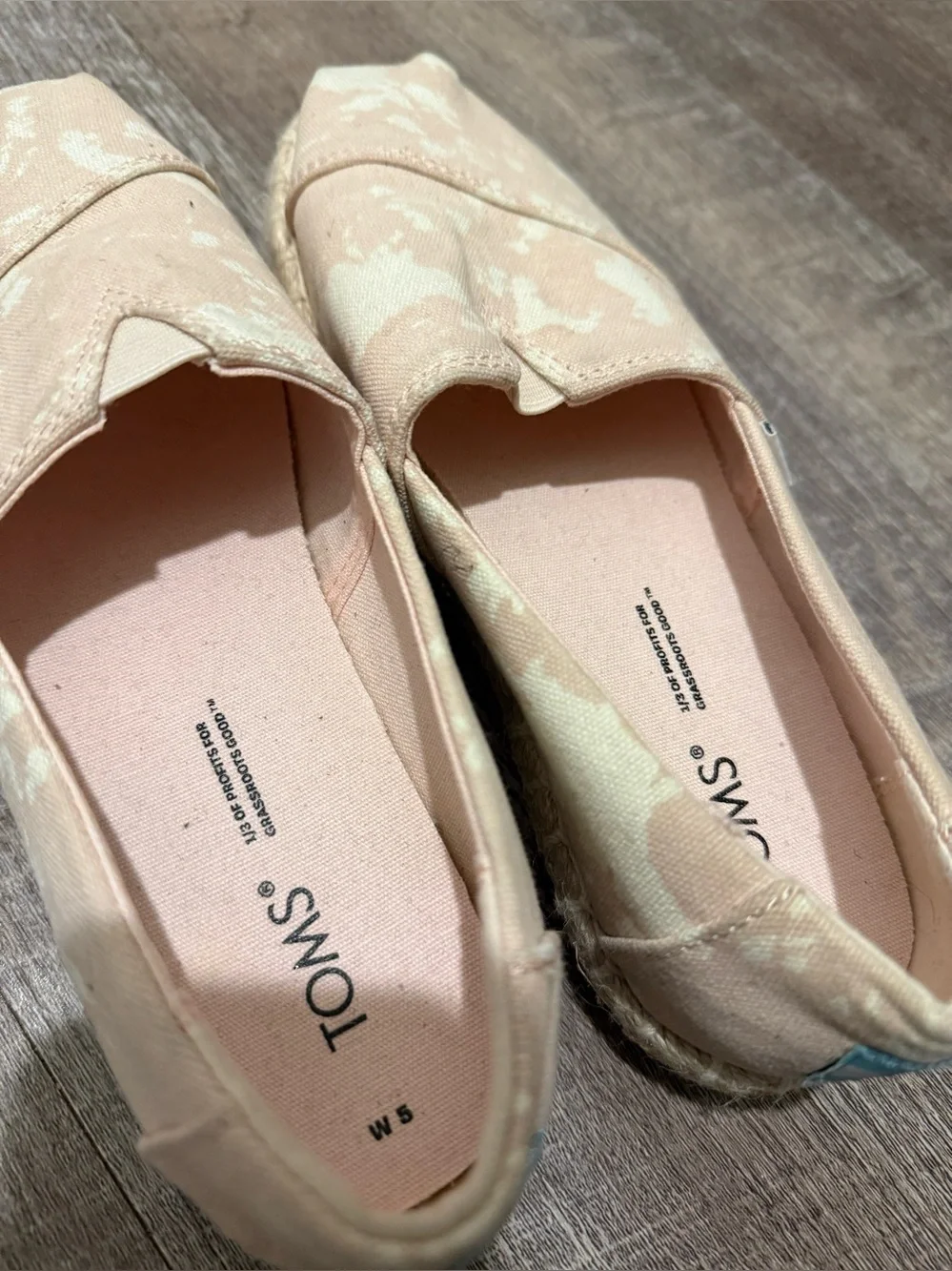 TOMS Pink Canvas Espadrille Slip-On with Jute Trim